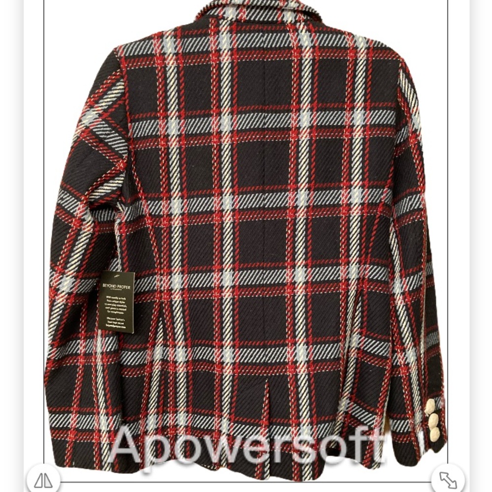 NWT Boston Proper Double breasted plaid blazer - Picture 4 of 8